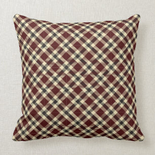 Bourgogne et Tartan noir Plaid 2 Coussin Carré