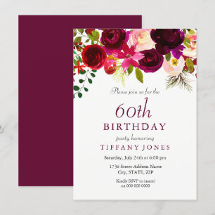 Bourgogne Fleurs 60e anniversaire Invitation