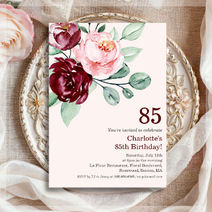 Bourgogne Floral 85e anniversaire Invitation