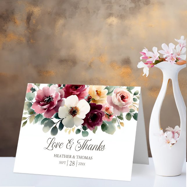 Bourgogne Floral Amour et Merci Mariage (Créateur téléchargé)