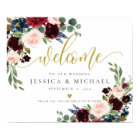 Bourgogne Floral calligraphie Mariage Affiche de b