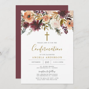 Bourgogne Floral Confirmation Invitation