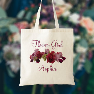 Bourgogne Floral Flower Sac fourre-tout Mariage