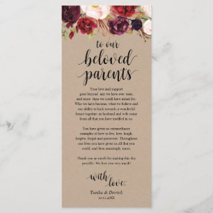 Bourgogne Floral Kraft Lieu Cadre Carte de remerci