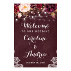 Bourgogne Floral Lights Mariage Affiche de bienven