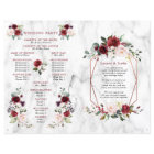 Bourgogne Floral Mariage Programme de 1/2 pages