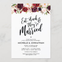 Bourgogne Floral Post Mariage Brunch Invitation