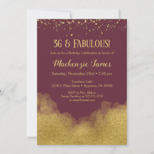 Bourgogne Gold Confetti Invitation Anniversaire