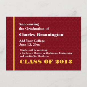 Bourgogne Gold New Grad Faire-part Chaque année G2