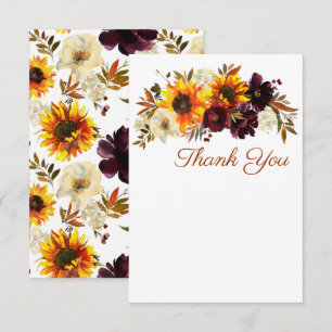 Bourgogne & Gold Sunflower Invitations de mariage