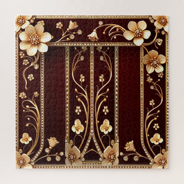 Bourgogne Golden Flowers Jigsaw Puzzle (Vertical)