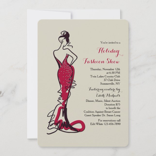 Bourgogne Gown Fashion Show Invitation (Devant)