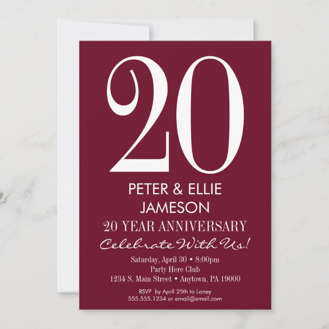 Bourgogne Maron Invitations pour l'anniversaire mo (Devant)