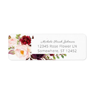 Bourgogne Marsala rose Mariage floral blanc