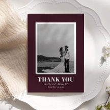 Bourgogne moderne Gras Typographie Mariage Merci