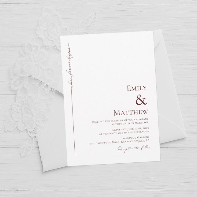 Bourgogne où Forever commence Faire-part de mariag (Créateur téléchargé)