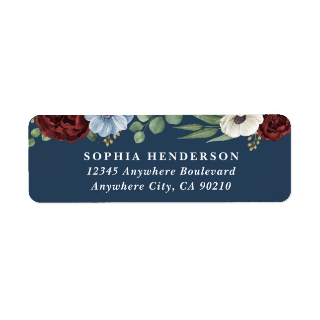 Bourgogne Peony Dusty Blue Anemones Floral Mariage (Devant)