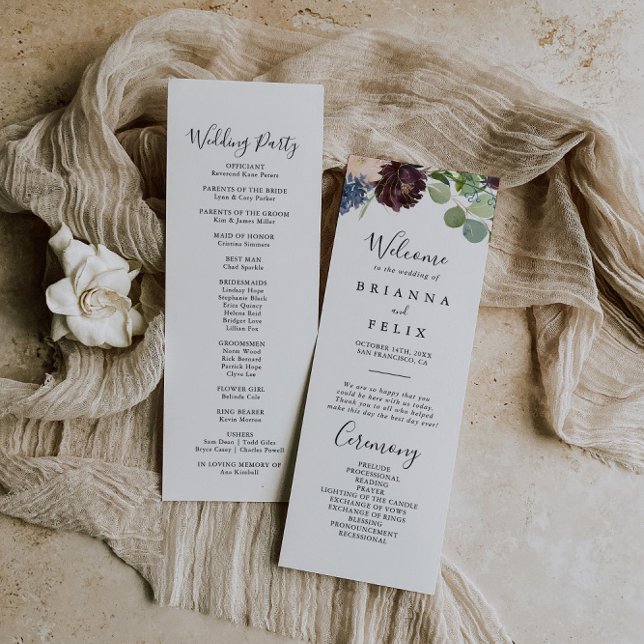 Bourgogne Programme de mariage floral et vert (Créateur téléchargé)
