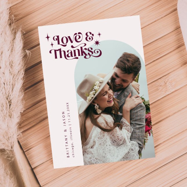 Bourgogne Rétro Amour & Merci White Arch Mariage (Créateur téléchargé)