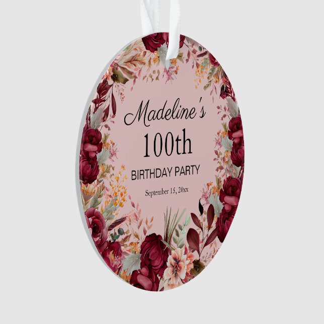 Bourgogne rose Floral 100e anniversaire Keepsaké (devant)