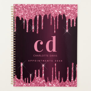 Bourgogne rose parties scintillant gouttes monogra