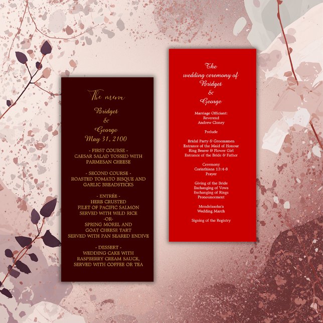 Bourgogne + rouge clair menu & programme carte mar (Créateur téléchargé)