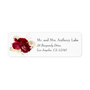 Bourgogne rouge et or Vintage Shabby Mariage Rose