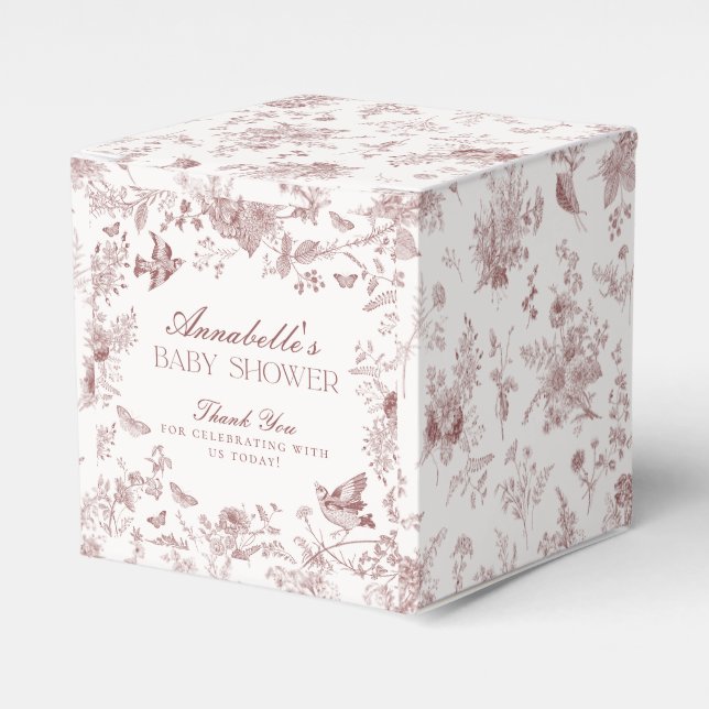 Bourgogne Toile Jouy Floral Baby shower Ballotins (Verso)