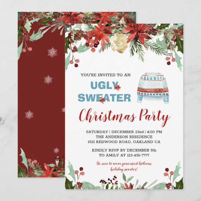 Bourgogne Vilain Sweat Noël Invitation (Devant / Derrière)