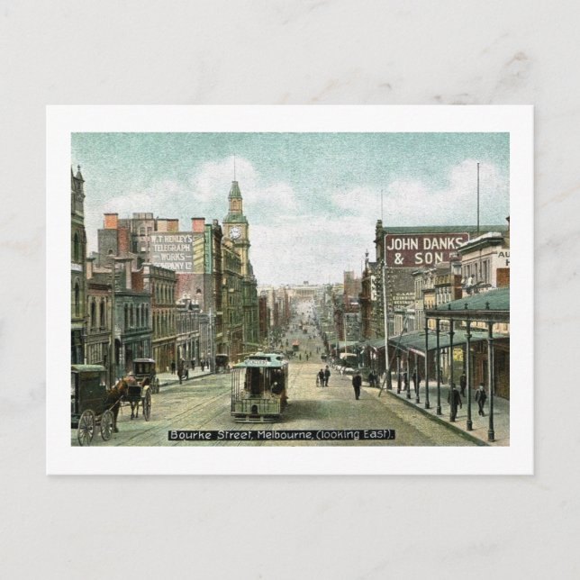 Bourke St., Melbourne, Australia Vintage Postcard (Front)