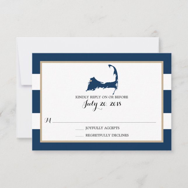Bourne Cape Cod with heart | Wedding RSVP Card (Front)