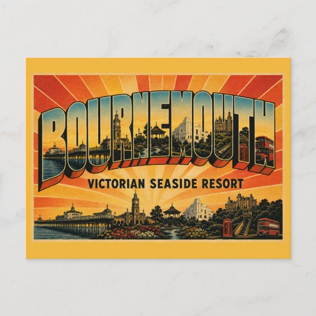 Bournemouth England Victorian Seaside Resort Postcard (Front)