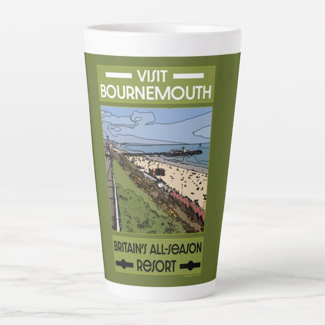 Bournemouth Vintage Retro Seaside     Latte Mug (Front)