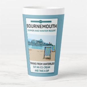 Bournemouth Vintage Retro Seaside Latte Mug