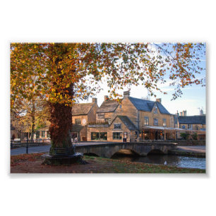 Bourton on the Water Autumn Trees Cotswolds UK Photo Print