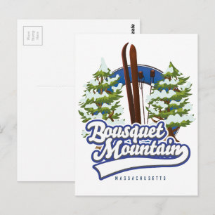 Bousquet Mountain Massachusetts Ski logo Postcard