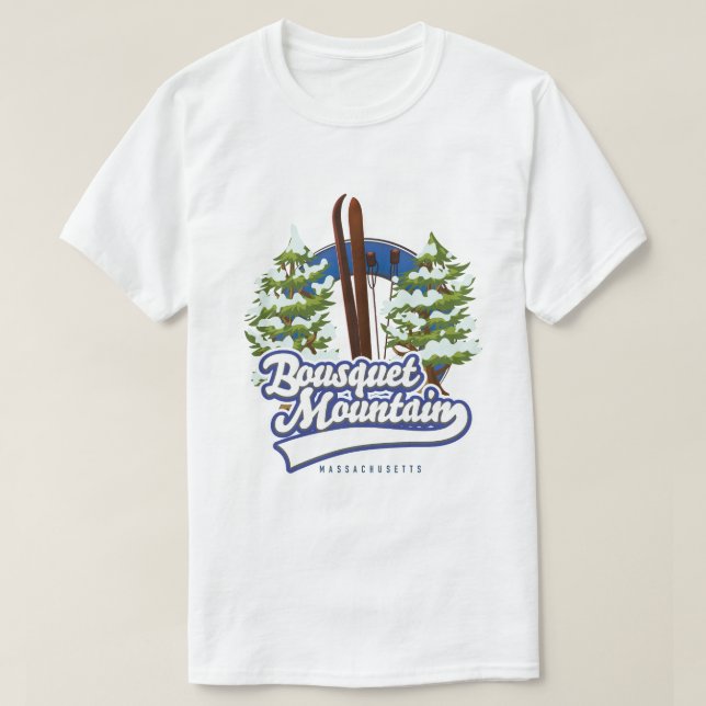 Bousquet Mountain Massachusetts Ski logo  T-Shirt (Design Front)