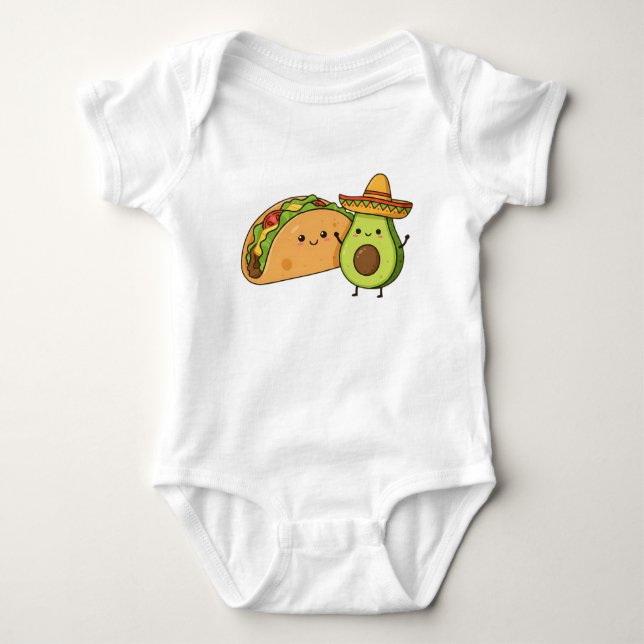 Bout Cute Funny Avocado & Taco  Baby Bodysuit (Front)