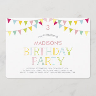 Boutage coloré   Invitation d'anniversaire