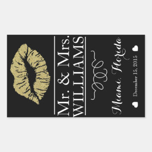 Bouteille à vin de mariage étiquette lèvres centre