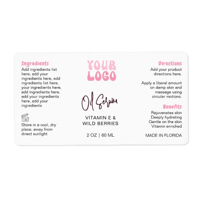 Bouteille avec compte-gouttes Retro Pink 60ml avec (Devant)