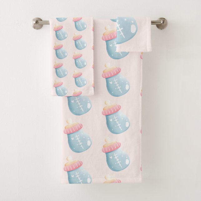 Bouteille Bleu & Rose Bébé Motif mignon (En situation)
