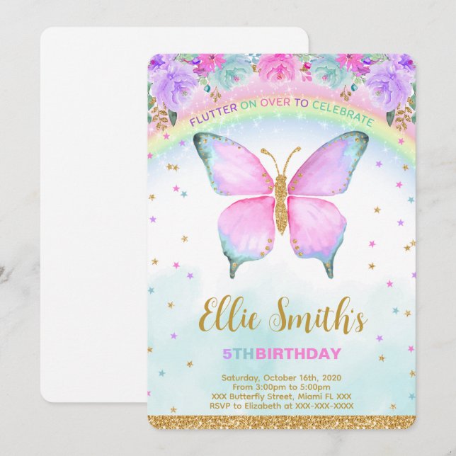 Bouteille couleur eau Invitation d'anniversaire (Devant / Derrière)