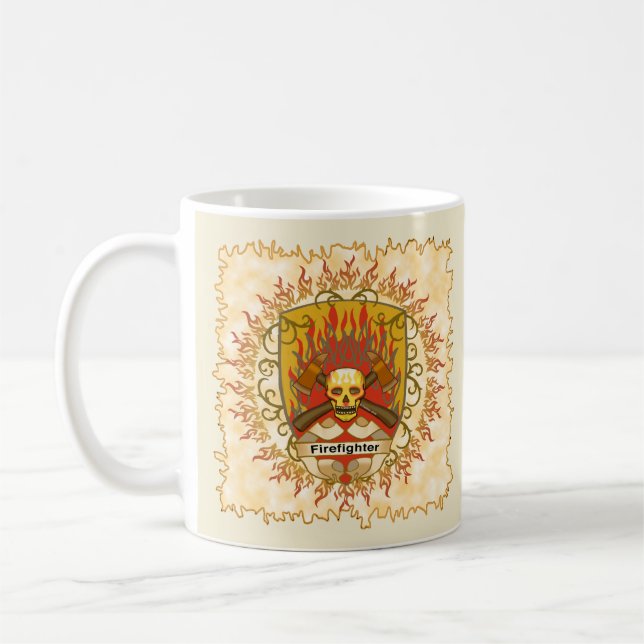 Bouteille crâne Pompier mug (Gauche)