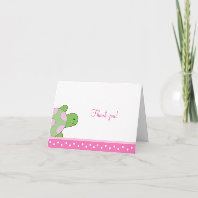 Bouteille de tortue rose Plier Merci notes (Devant)