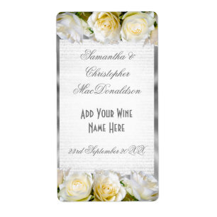 Bouteille de vin blanc rose fleurie et argent mari