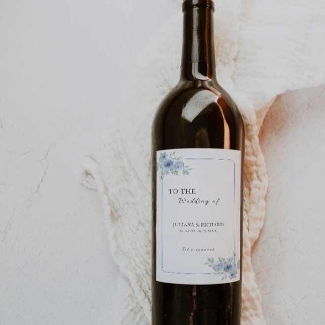 Bouteille de vin bleu étiquette Modèle (Blue wine bottle label Template)