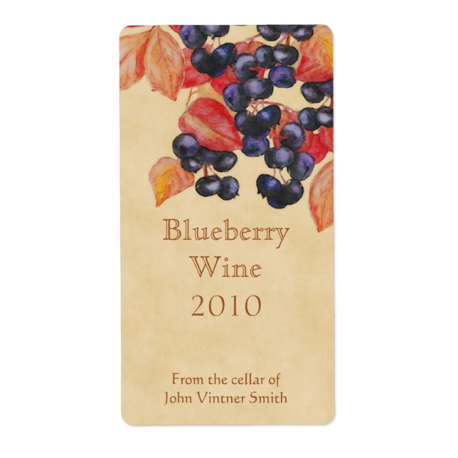 Bouteille de vin Blueberry étiquette (Devant)
