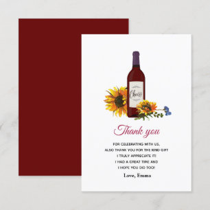 bouteille de vin carte de remerciements