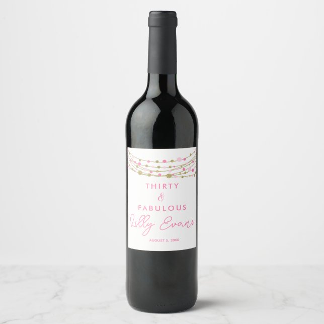 Bouteille de vin de 30e anniversaire étiquette sur (Devant)